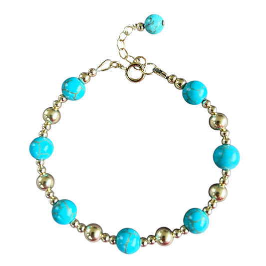 Turquoise and 14K Gold Bracelet