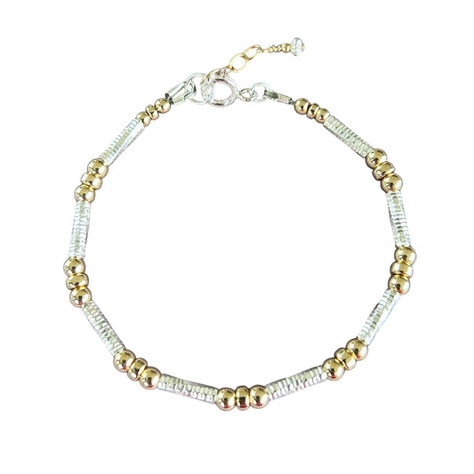 Gold and Silver tubular bracelet