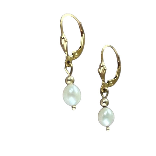 Fleur de Lis Gold Filled Pearl Earrings