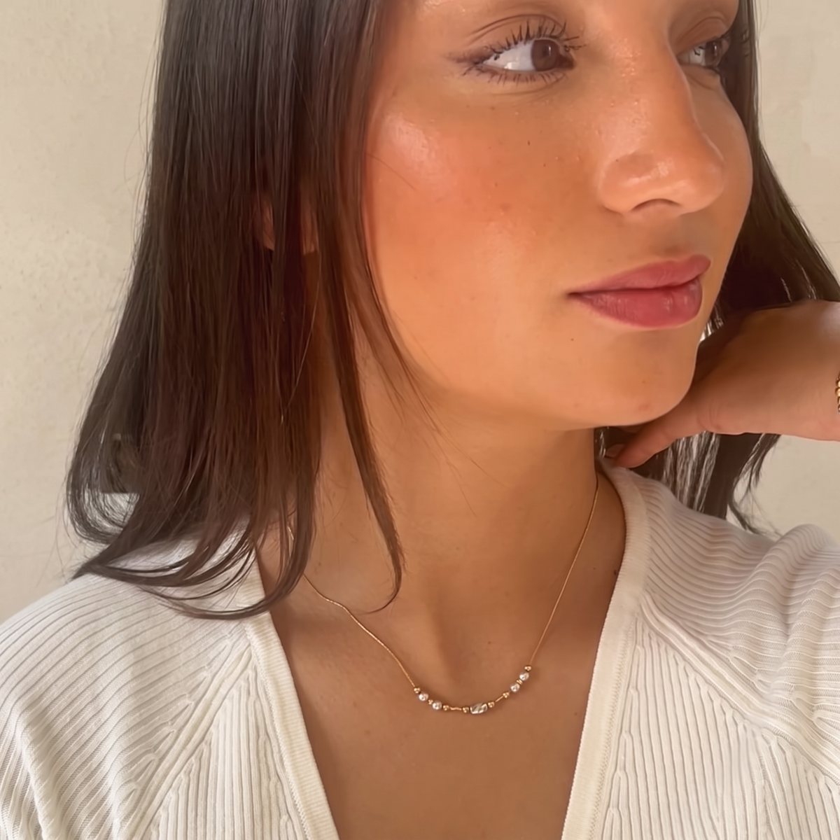 Oval mixed metal necklace