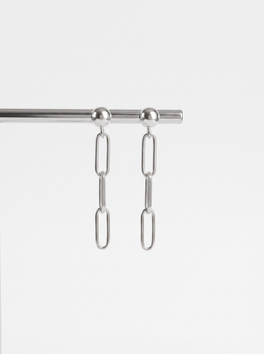 Silver link (paper clip) earrings