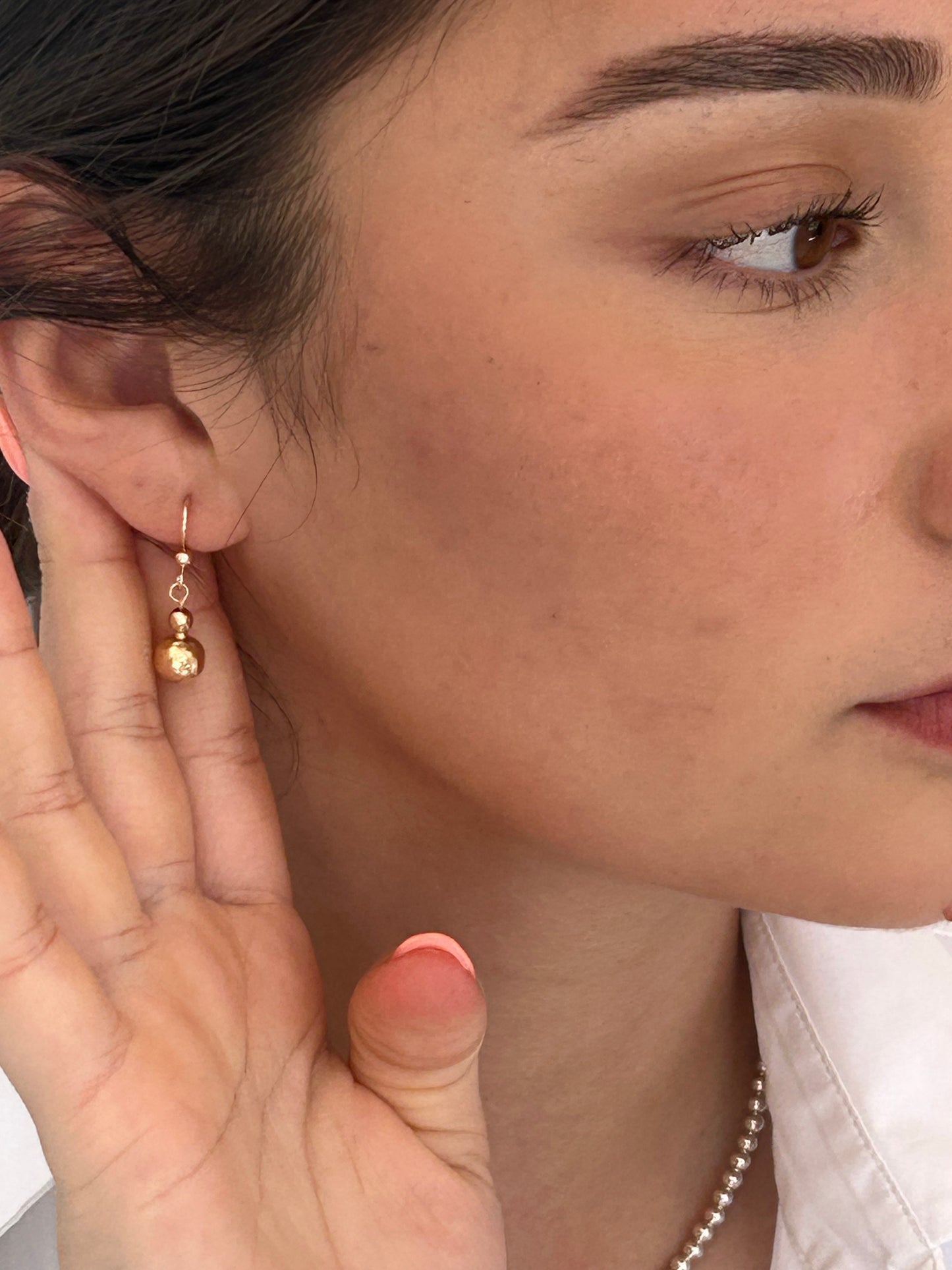 Hammered Gold Drop Earrings